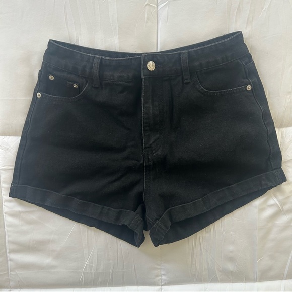 SweatyRocks Straight Leg Women’s Mom Denim Shorts Size Large (Black Denim) - Picture 1 of 8